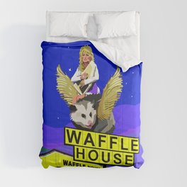 Dolly Parton riding a Winged Possum Comforter