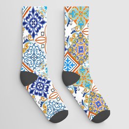 Tiles,mosaic,azulejo,quilt,Portuguese,majolica Socks