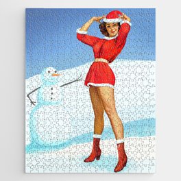 Vintage pin up - happy holidays Jigsaw Puzzle