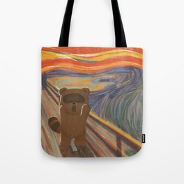 Raccoon in The Scream Art Painting Parody by Edvard Munch Tote Bag