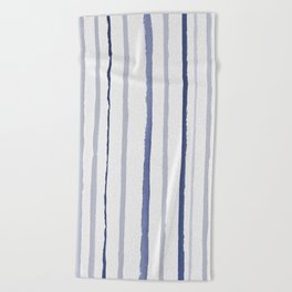 Navy Watercolor Stripes Beach Towel