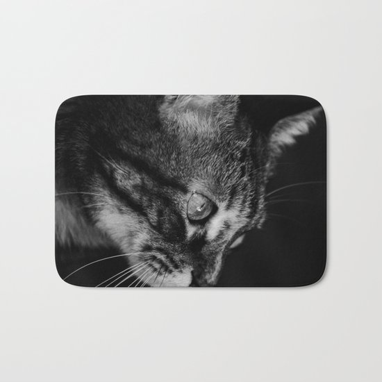 kitten in black and white Bath Mat
