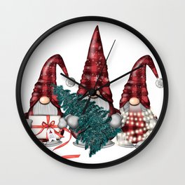 Christmas Gnomes | Buffalo Plaid Wall Clock