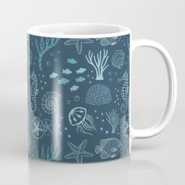 The Blue Deep Coffee Mug | Bluecoral, Oceanlife, Ocean, Oceanflora, Aquaticlife, Starfish, Sea, Aqua, Blue, Bluesea 
