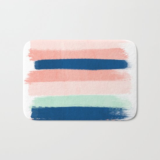 Painted stripes pattern minimal basic nursery decor home trends colorful art Bath Mat