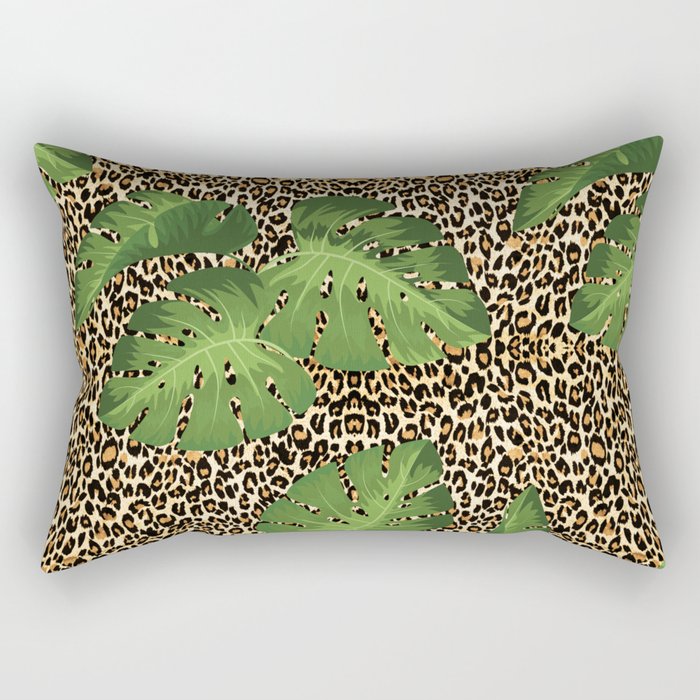 Tropical Jungle Cheetah Leopard Animal Print Rectangular Pillow