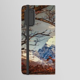 Argentina Photography - Snow-covered Mountain Seen Through The Red Leaves Android Wallet Case
