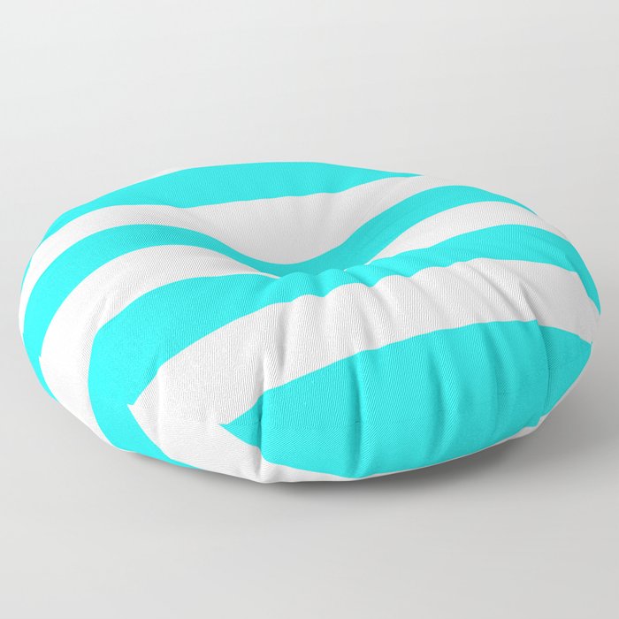 Lotion blue - solid color - white stripes pattern Floor Pillow