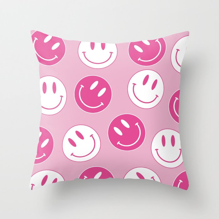 Large Pink and White Smiley Face - Preppy Aesthetic Decor Water Bottle