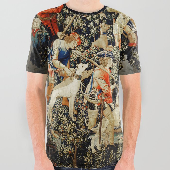 Slaying Of The Unicorn Medieval Tapestry All Over Graphic Tee