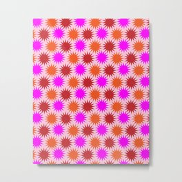Abstract Star Pattern in Pink, Orange & Red Metal Print | Abrtract, Pattern, Christmas, Flower, Retro Pattern, Mid Century, Pink, Retro, 70S, Sun 