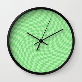 Retro Sage Green Twisted Checker Swirl Wall Clock