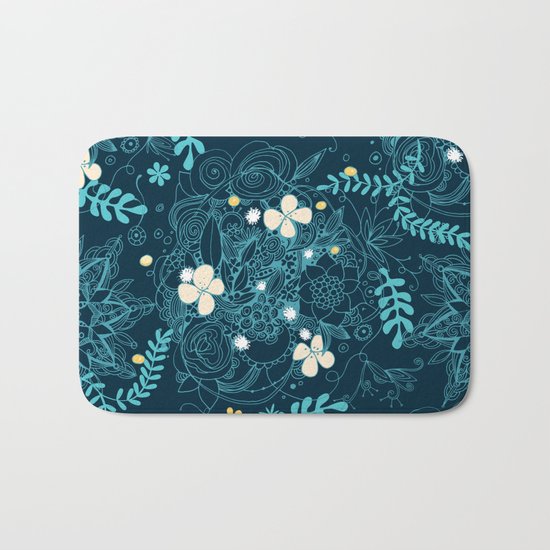 Dark floral delight Bath Mat