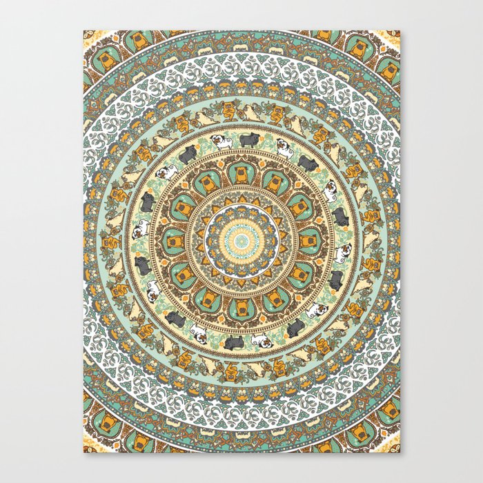 Pug Yoga Medallion Canvas Print