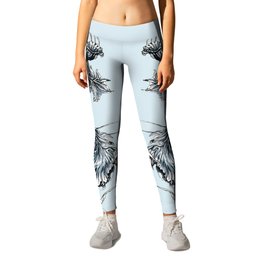 Mermaid Riot Leggings | Shell, Girl, Acrylic, Popart, Water, Painting, Rage, Illustration, Curated, Black and White 