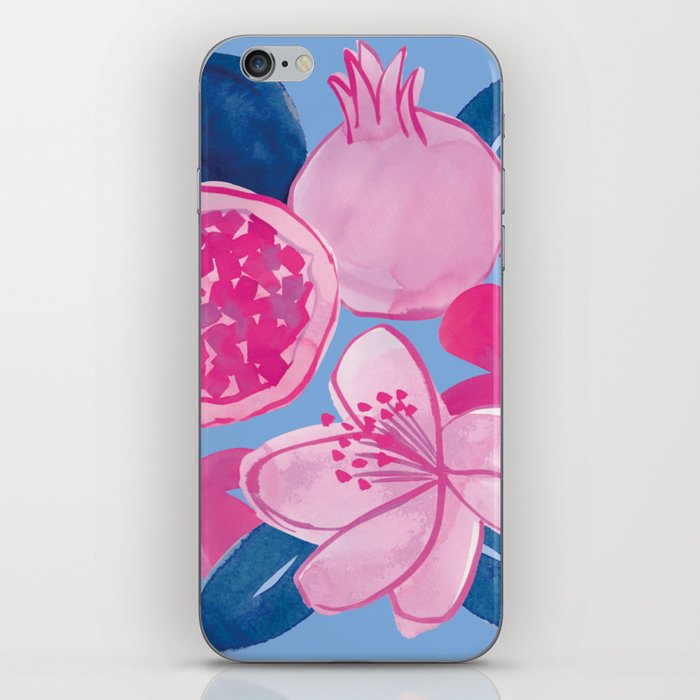 Pomegranate retro pink and blue iPhone Skin