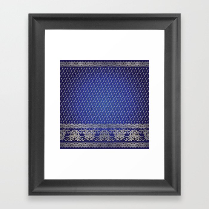 Blue indian pattern Framed Art Print