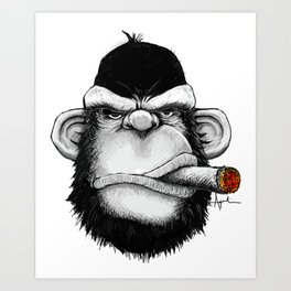 Cigar Monkey Art Print