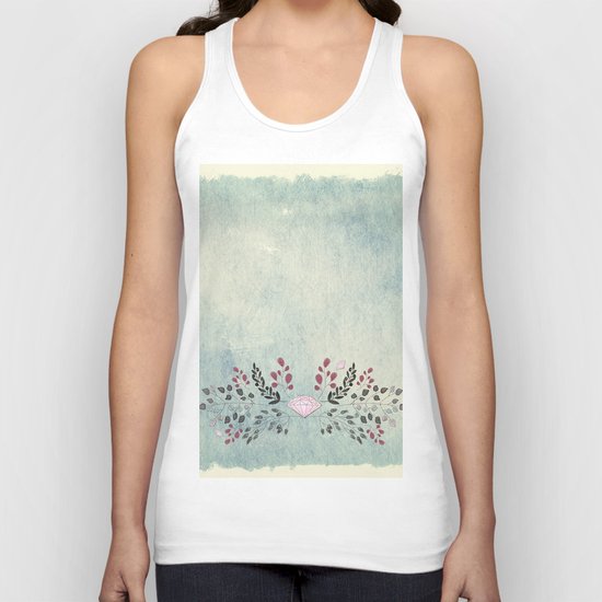 Diamond and flowers - Floral Flowers watercolor illustration Unisex Tank Top