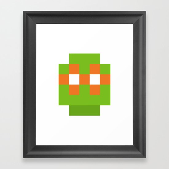 hero pixel green orange Framed Art Print