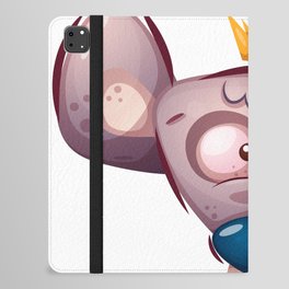 Crowned Mouse, Cute Cartoon Child Drawing, Calm Colorful Illustration Art iPad Folio Case