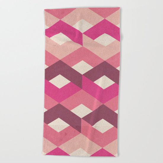 Pink Fancy Pattern Beach Towel