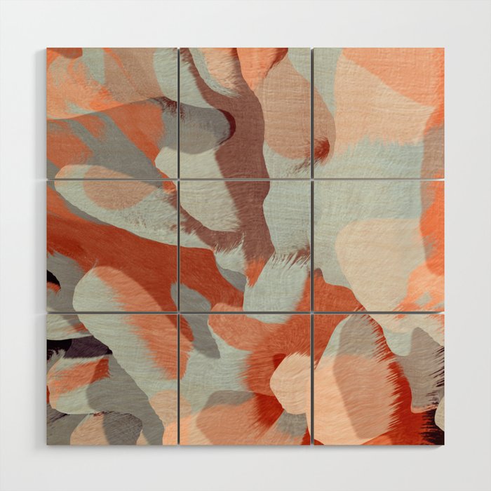 Exploration - coral peach gray rust Wood Wall Art