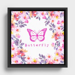Pink Butterfly Framed Canvas