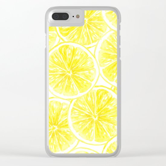 Lemon slices pattern watercolor Clear iPhone Case