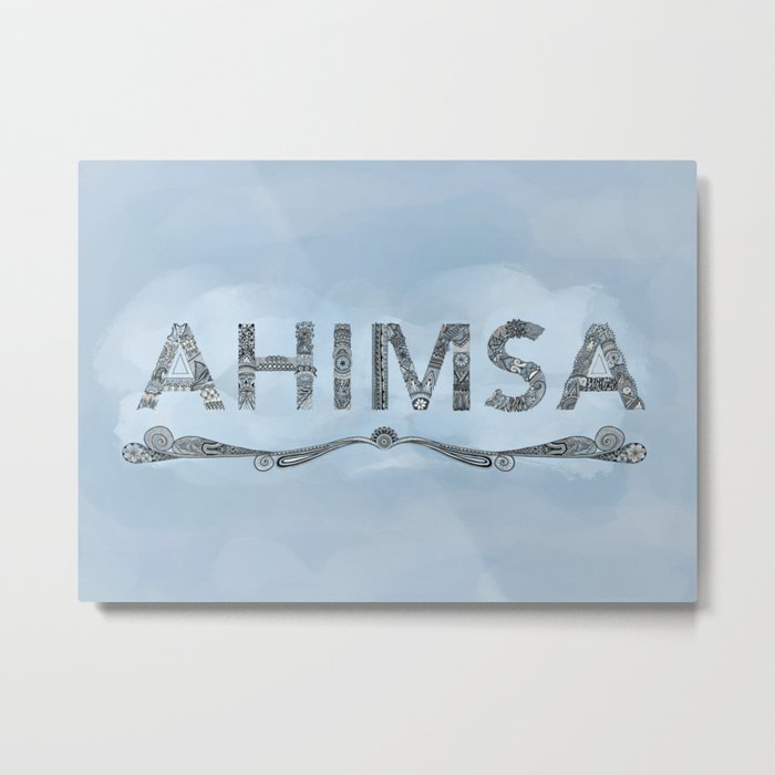 Blue Ahimsa Metal Print