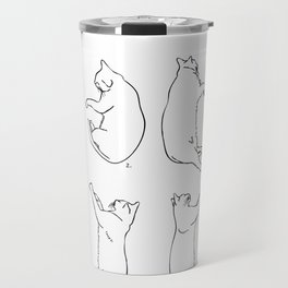 Cat Sleep Study Art Print. Illustrations of a cat's sleeping postions Travel Mug