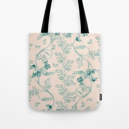 Contemporary Indian floral in watercolor - teal and send Tote Bag