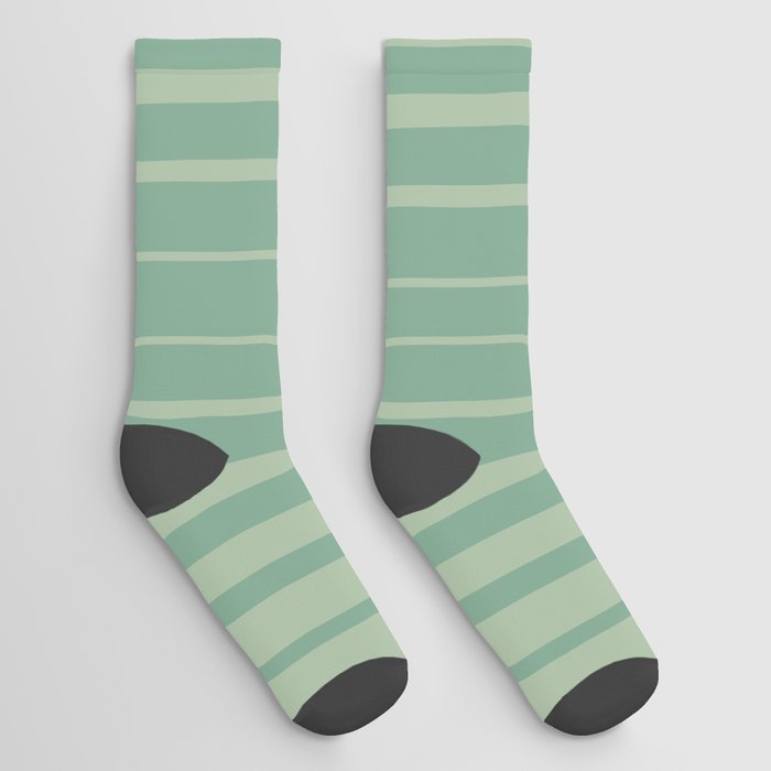 Mid century modern lines pattern - Morning Blue and Laurel Green Socks