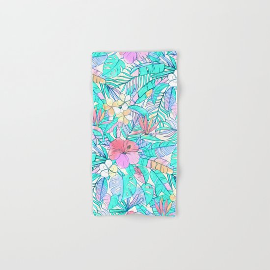 Pretty Pastel Hawaiian Hibiscus Print Hand & Bath Towel