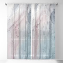 Calming Pastel Flow- Blush, grey and blue Sheer Curtain