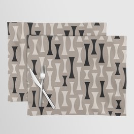 Retro Mid Century Modern Abstract Pattern 629 Black and Beige Placemat