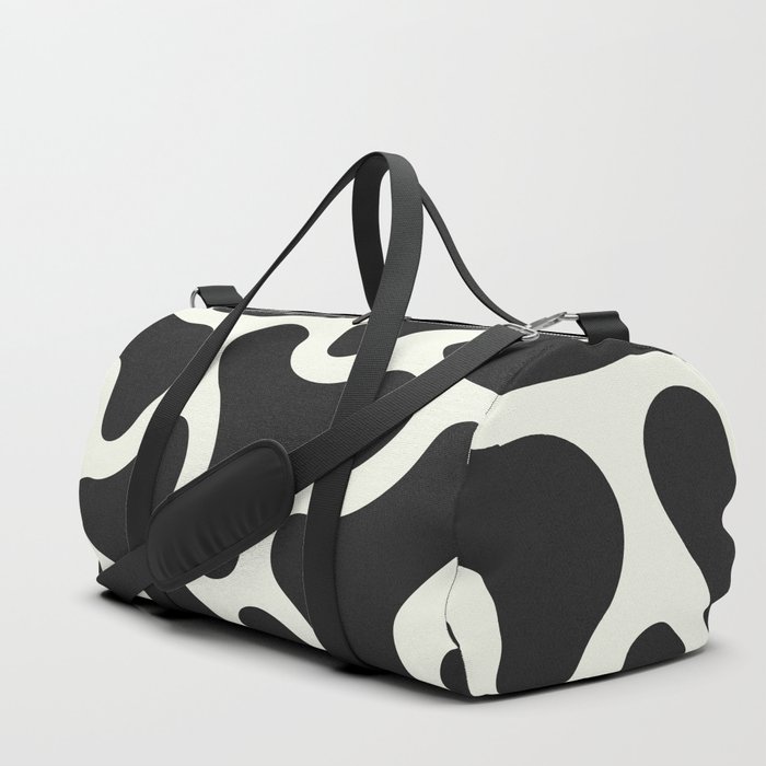 Abstract Groovy Shapes Black & White Duffle Bag