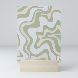 Liquid Swirl Contemporary Abstract Pattern in Light Sage Green Mini Art Print