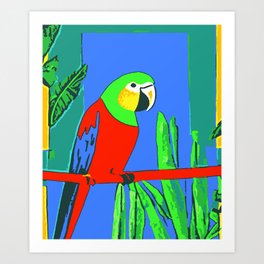 Colorful Abstract Minimalist Parrot Art Print