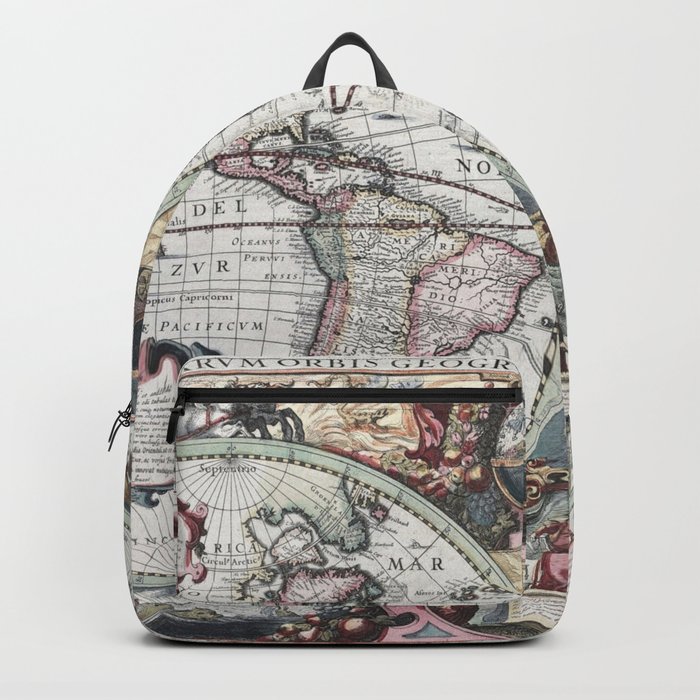 World Map Map Vintage Old Backpack