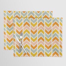 Chevron Pattern Yellow Orange Gold Peach Sage Green Placemat