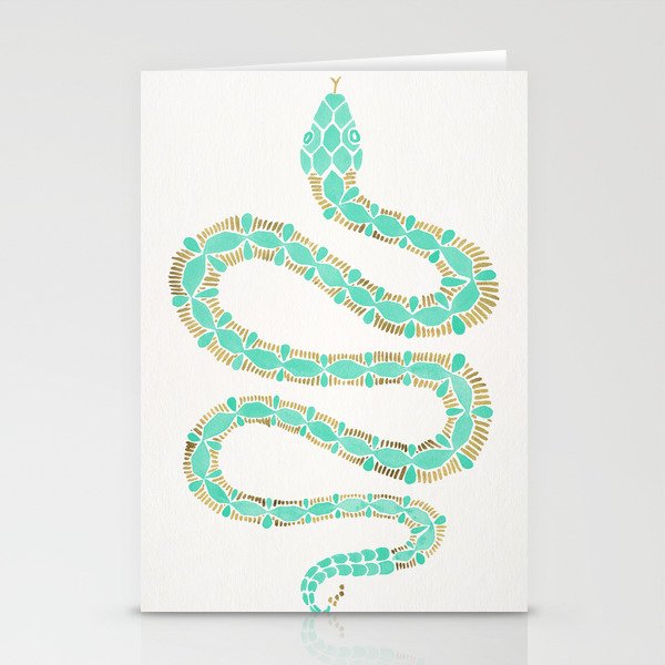 Mint & Gold Serpent Stationery Cards