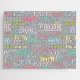 Enjoy The Colors - Colorful typography modern abstract pattern on gray background Jigsaw Puzzle
