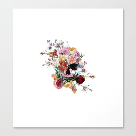 Skull and Flowers II Canvas Print