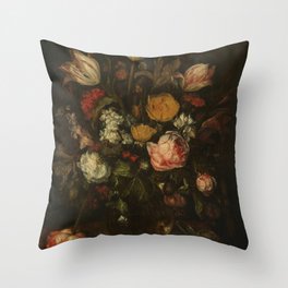 Still Life with Flowers, Abraham Hendricksz. van Beyeren, 1650 - 1670 Throw Pillow