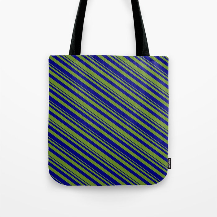 Green & Blue Colored Striped/Lined Pattern Tote Bag