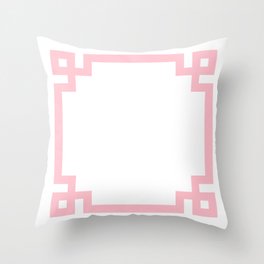 Pink Greek Key Border Throw Pillow