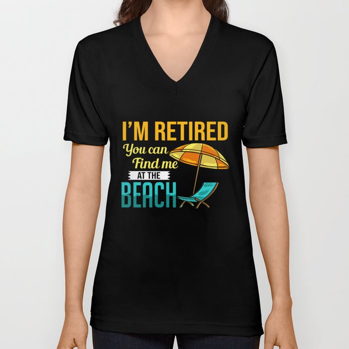 Retirement Beach Retired Summer Waves Party V Neck T Shirt