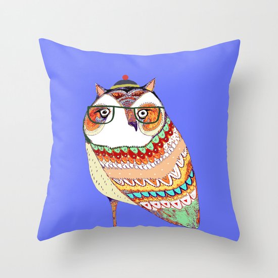 Owl, owl art, owl illustration, owl print, Throw Pillow