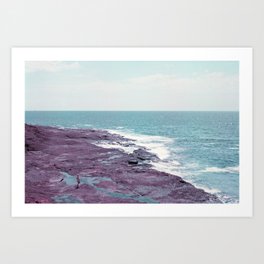 Rock Shelf Art Print | Sea, Purple, Lomochrome, Blue, Photo, View, Film, Ocean, 35Mm, Coast 